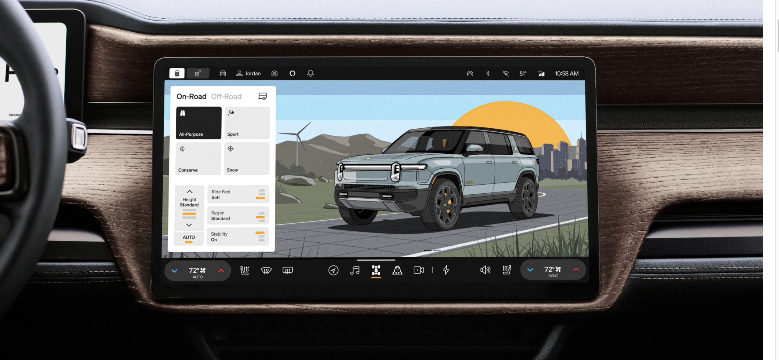 Rivian in-car dash